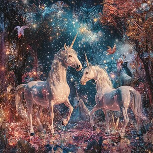 梦幻森林中的双独角兽