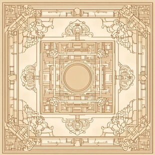 中式古典方形精美花纹图案