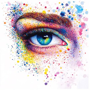 梦幻多彩眼妆艺术插画