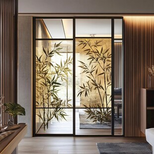 中式玻璃隔断 雅致竹影设计