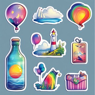 梦幻海洋主题创意贴纸