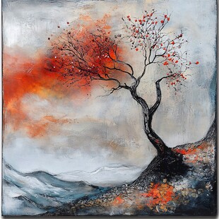 孤树傲立的梦幻秋景