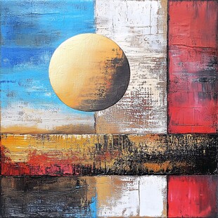 抽象艺术中的金色圆球