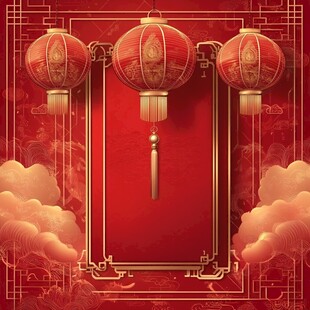 中式红灯笼喜庆背景图