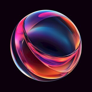 炫彩流体环绕的梦幻球体