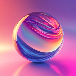 炫彩流体渐变透明球体