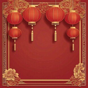 中式红灯笼喜庆背景图