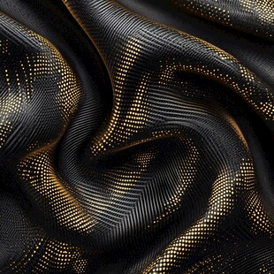 黑金波纹织物纹理特写