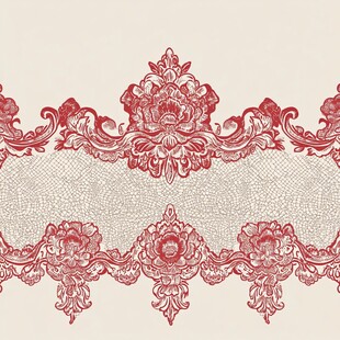 复古红色蕾丝花纹图案