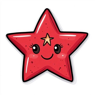 可爱红色笑脸五角星图案