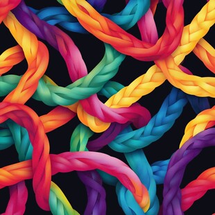 多彩编织绳的绚丽交织画面