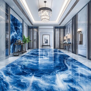 奢华蓝调大理石玄关空间