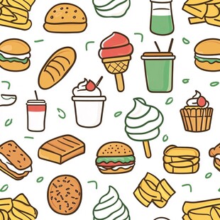 缤纷卡通美食图案设计素材