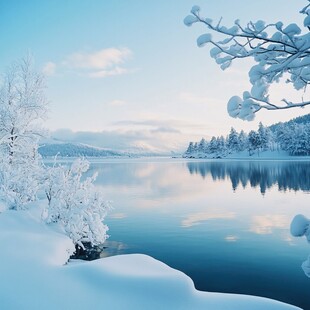 冬日雪景 静谧的冰雪湖景