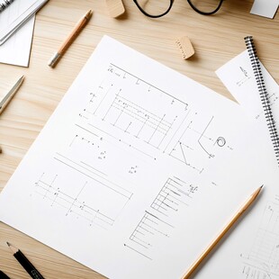 工程图纸与绘图工具摆放