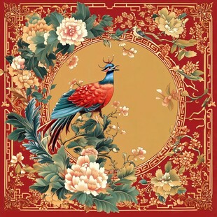 丹凤牡丹图 中式传统纹样