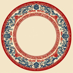 中式传统圆形花纹装饰图案