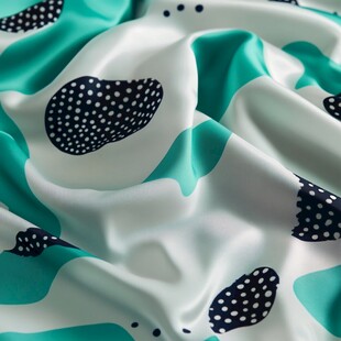 绿白波点图案柔软丝绸布料