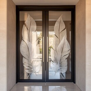 羽毛雕花双开门 现代简约风