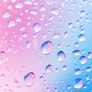 梦幻渐变背景上的晶莹水滴
