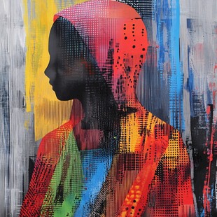 彩色抽象风格人物侧影画