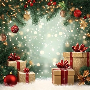 圣诞礼物与装饰梦幻背景