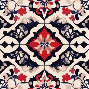 复古花卉几何瓷砖图案