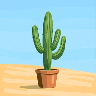 盆栽仙人掌 沙漠中的绿意