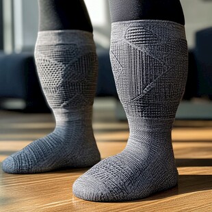 时尚保暖灰色针织长筒袜