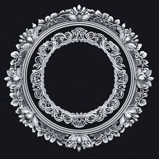 精致银色圆形花纹装饰框