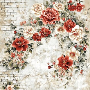 砖墙花卉浪漫装饰图案