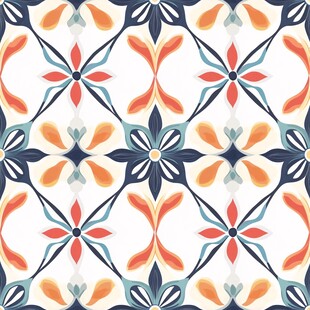 多彩几何花卉图案无缝背景