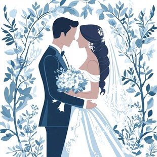 浪漫婚礼中的新婚夫妇