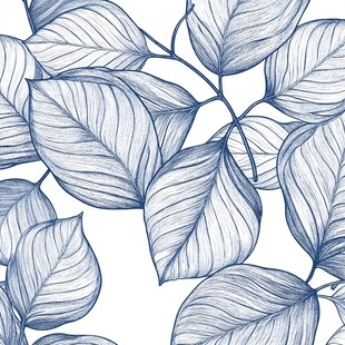 蓝叶手绘图案无缝背景