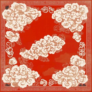中式红底祥云传统图案