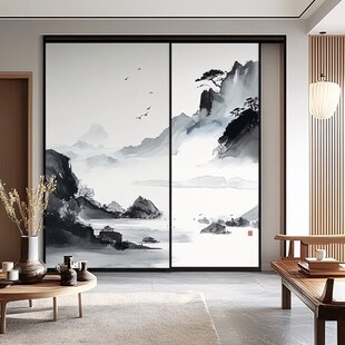 中式水墨山水移门设计