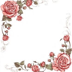 玫瑰花卉边框装饰图案
