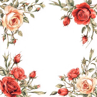 复古风玫瑰花卉装饰边框