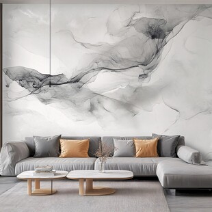 现代简约水墨风客厅背景墙