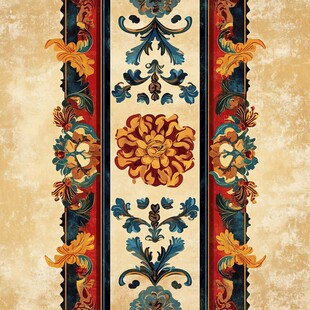 复古花卉条纹装饰图案