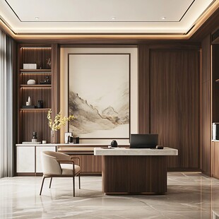 中式风格雅致办公室场景