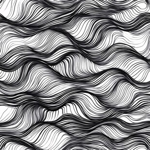 黑白线条波浪纹理图案
