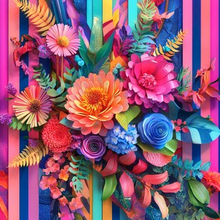 缤纷多彩花卉装饰艺术图