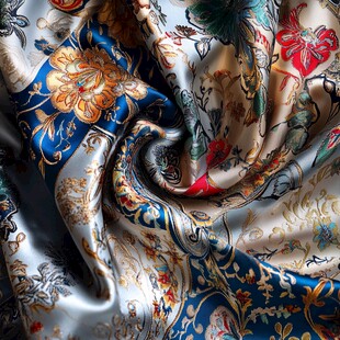 华丽多彩的中式花纹丝绸