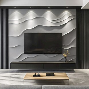 现代简约波浪纹电视背景墙