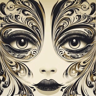 奇幻花纹面部艺术插画