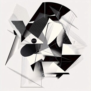 黑白几何抽象人物艺术图