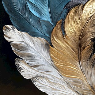 金银蓝三色金属质感羽毛