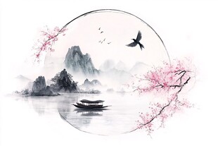 水墨山水间的春日诗意