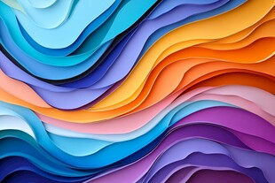 多彩波浪纸艺抽象背景图
